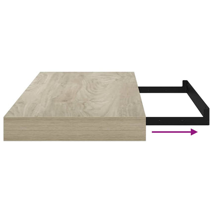 Svävande vägghyllor 4 st ek 50x23x3,8 cm MDF