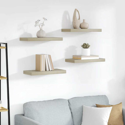 Svävande vägghyllor 4 st ek 50x23x3,8 cm MDF