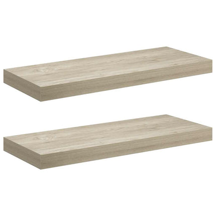 Svävande vägghyllor 2 st ek 60x23,5x3,8 cm MDF