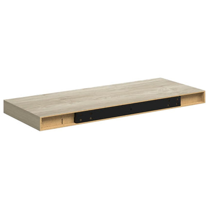 Svävande vägghyllor 2 st ek 60x23,5x3,8 cm MDF
