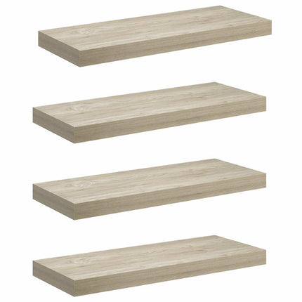 Svävande vägghyllor 4 st ek 60x23,5x3,8 cm MDF