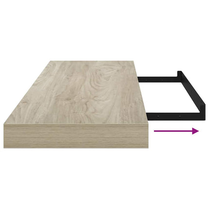 Svävande vägghylla ek 80x23,5x3,8 cm MDF