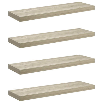 Svävande vägghyllor 4 st ek 80x23,5x3,8 cm MDF