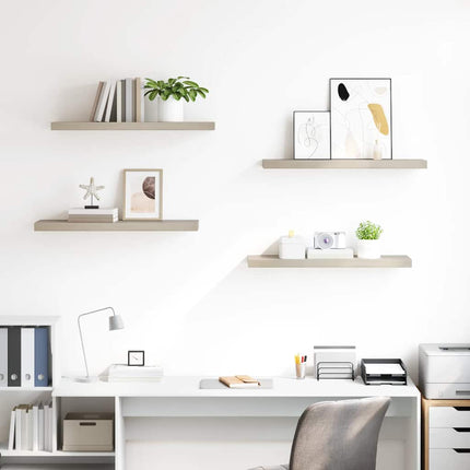 Svävande vägghyllor 4 st ek 80x23,5x3,8 cm MDF