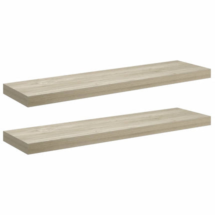 Svävande vägghyllor 2 st ek 90x23,5x3,8 cm MDF