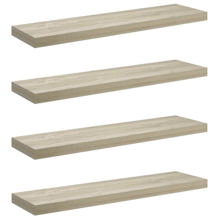 Svävande vägghyllor 4 st ek 90x23,5x3,8 cm MDF