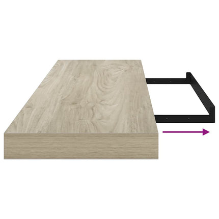 Svävande vägghyllor 4 st ek 90x23,5x3,8 cm MDF