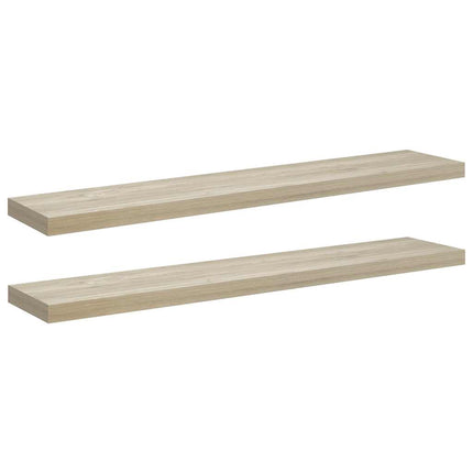 Svävande vägghyllor 2 st ek 120x23,5x3,8 cm MDF