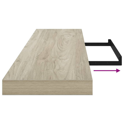 Svävande vägghyllor 2 st ek 120x23,5x3,8 cm MDF