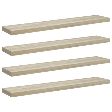 Svävande vägghyllor 4 st ek 120x23,5x3,8 cm MDF