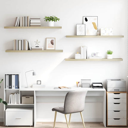 Svävande vägghyllor 4 st ek 120x23,5x3,8 cm MDF