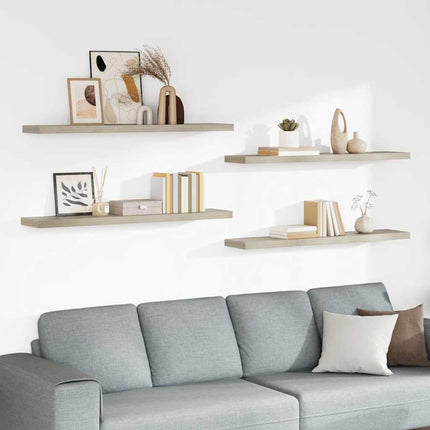 Svävande vägghyllor 4 st ek 120x23,5x3,8 cm MDF