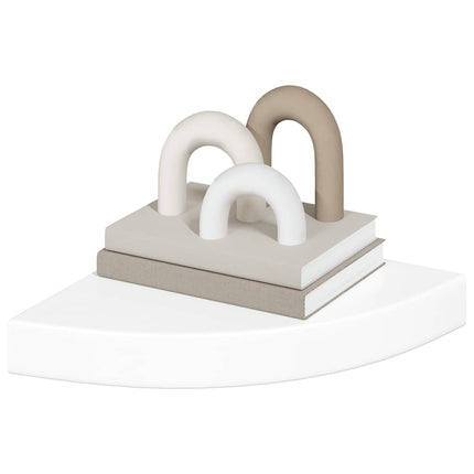 Flytande hörnhylla högglans vit 25x25x3,8 cm MDF