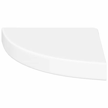 Flytande hörnhylla högglans vit 25x25x3,8 cm MDF