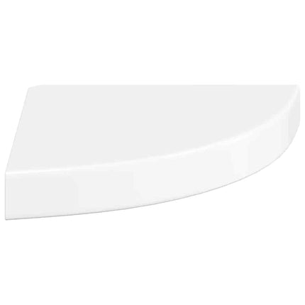 Flytande hörnhylla högglans vit 25x25x3,8 cm MDF