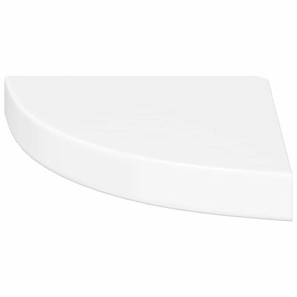 Flytande hörnhyllor 2 st högglansvit 25x25x3,8 cm MDF