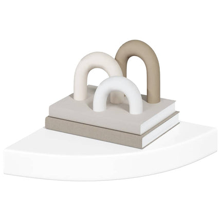 Flytande hörnhyllor 4 st högglansvit 25x25x3,8 cm MDF