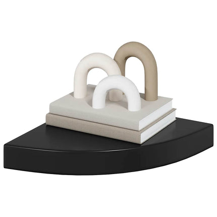 Svävande hörnhylla svart högglans 25x25x3,8 cm MDF