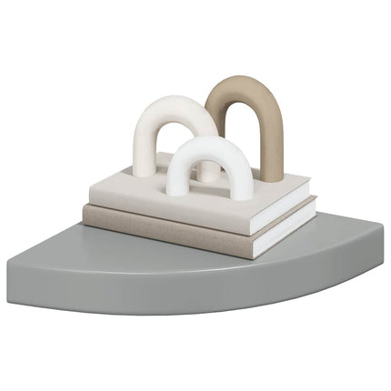 Svävande hörnhyllor 2 st grå högglans 25x25x3,8 cm MDF