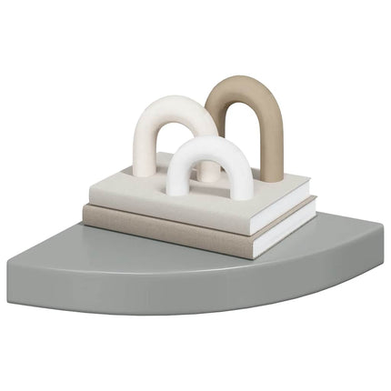 Svävande hörnhyllor 4 st grå högglans 25x25x3,8 cm MDF