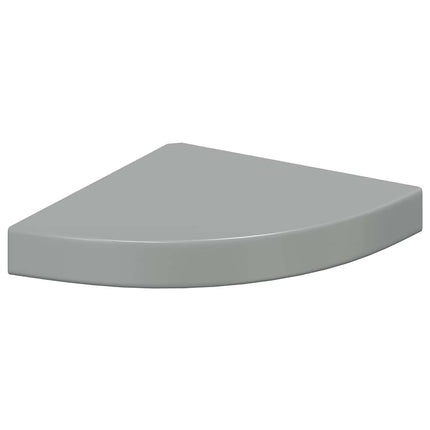 Svävande hörnhyllor 4 st grå högglans 25x25x3,8 cm MDF