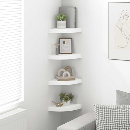 Svävande hörnhyllor 4 st vit 25x25x3,8 cm MDF