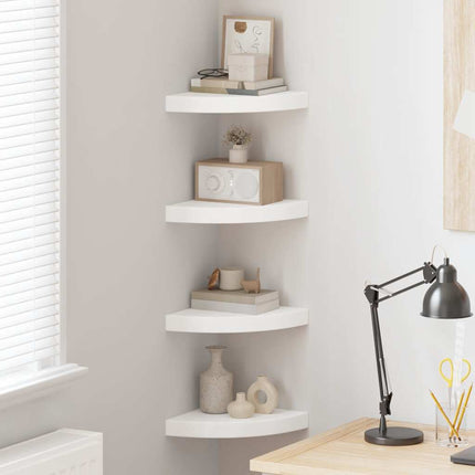Svävande hörnhyllor 4 st vit 25x25x3,8 cm MDF