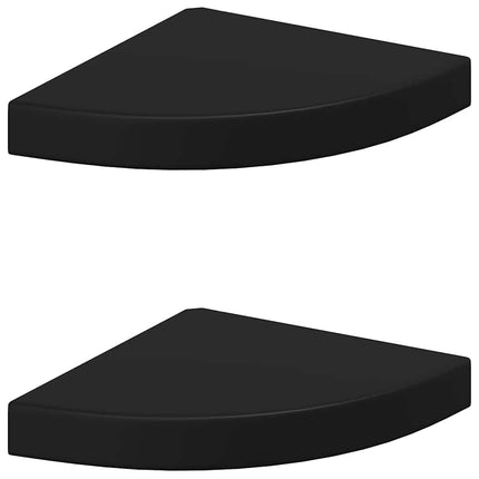 Svävande hörnhyllor 2 st svart 25x25x3,8 cm MDF