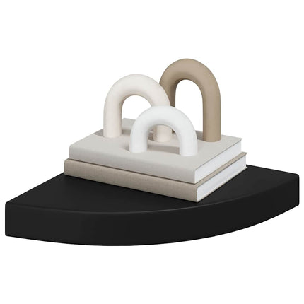 Svävande hörnhyllor 2 st svart 25x25x3,8 cm MDF
