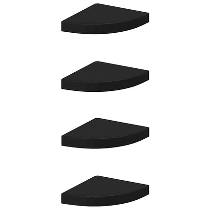Svävande hörnhyllor 4 st svart 25x25x3,8 cm MDF