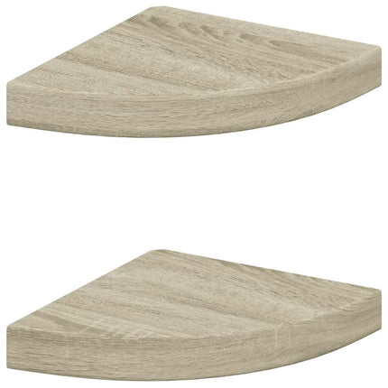 Svävande hörnhyllor 2 st ek 25x25x3,8 cm MDF