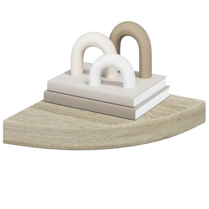 Svävande hörnhyllor 2 st ek 25x25x3,8 cm MDF