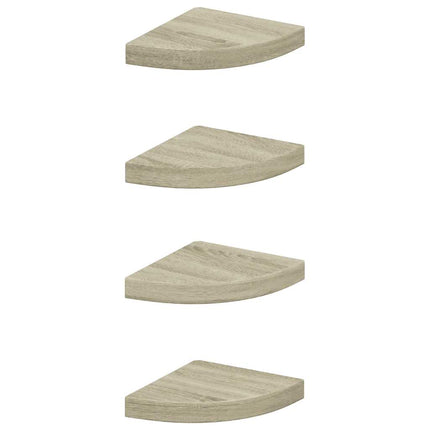 Svävande hörnhyllor 4 st ek 25x25x3,8 cm MDF