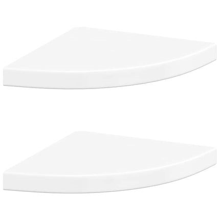 Svävande hörnhyllor 2 st vit högglans 35x35x3,8 cm MDF