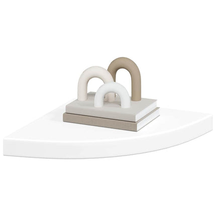 Flytande hörnhyllor 2 st vita 35x35x3,8 cm MDF