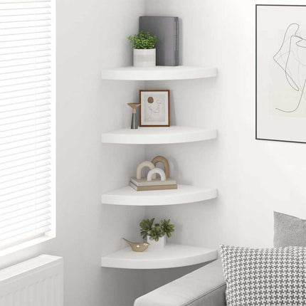 Svävande hörnhyllor 4 st vit 35x35x3,8 cm MDF