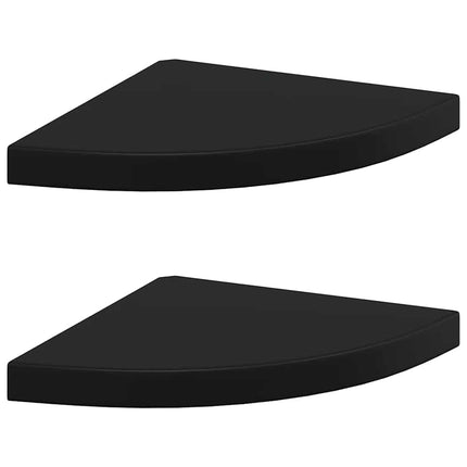Svävande hörnhyllor 2 st svart 35x35x3,8 cm MDF
