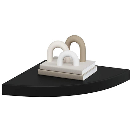Svävande hörnhyllor 4 st svart 35x35x3,8 cm MDF