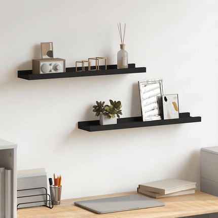 Tavellister 2 st svart 60x9x3 cm MDF