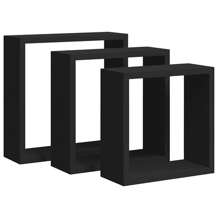 Vägghyllor kub 3 st svart MDF
