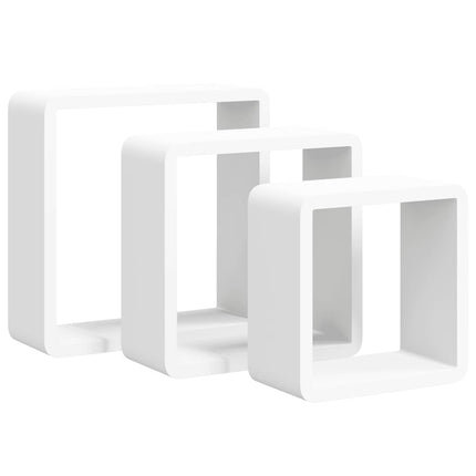 Vägghyllor kub 3 st vit MDF