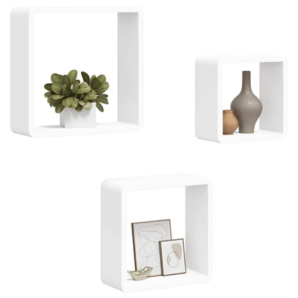 Vägghyllor kub 3 st vit MDF