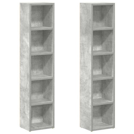 CD-hyllor 2 st betonggrå 21x16x93,5 cm spånskiva