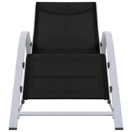 Solsängar 2 st med bord aluminium svart