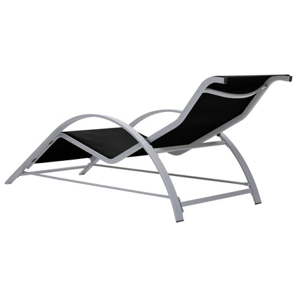 Solsängar 2 st med bord aluminium svart