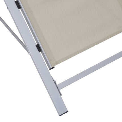 Solsängar 2 st med bord aluminium gräddvit