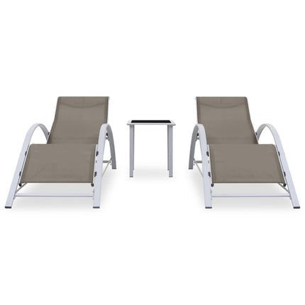 Solsängar 2 st med bord aluminium taupe