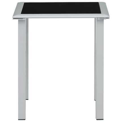 Trädgårdsbord svart och silver 41x41x45 cm stål och glas