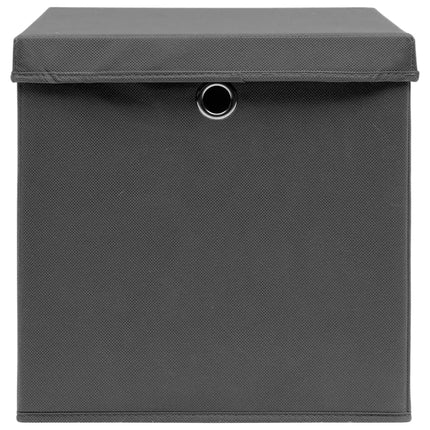 Förvaringslådor med lock 4 st 28x28x28 cm grå