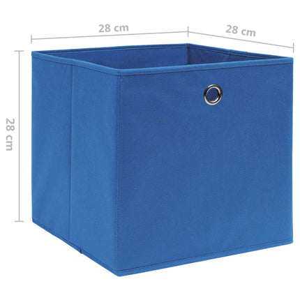 Förvaringslådor 4 st non-woven tyg 28x28x28 cm blå